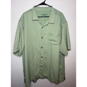 Tommy Bahama IslandZone Mens XXL Green Silk Blend Short Sleeve Button Down Shirt